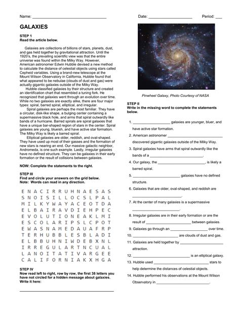 stars galaxies and the universe worksheet answers